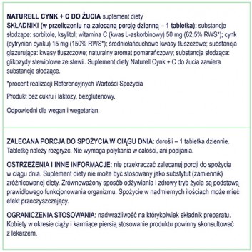 Naturell Cynk + C do żucia, 120 tabletek - obrazek 6