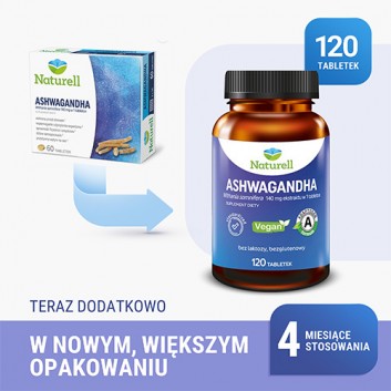 Naturell Ashwagandha, 120 tabletek - obrazek 3