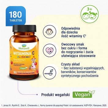 Naturell Witamina C dla dzieci 180 tabletek - obrazek 2