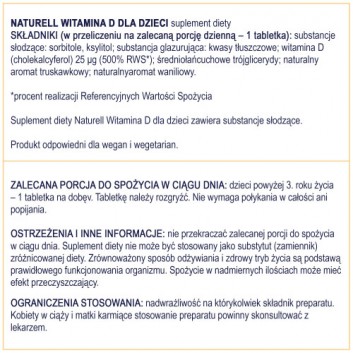 Naturell Witamina D dla dzieci 180 tabletek - obrazek 6