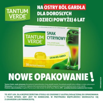 Tantum Verde 3 mg smak cytrynowy, 30 pastylek - obrazek 2