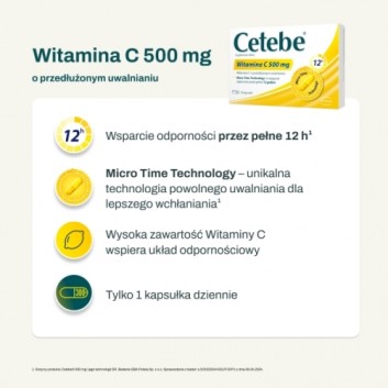 Cetebe Witamina C 500 mg, 30 kapsułek - obrazek 4