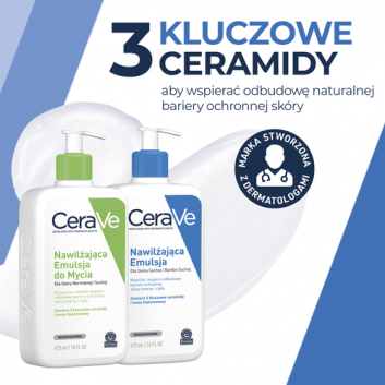 CERAVE Nawilżająca Emulsja do Mycia z ceramidami dla skóry normalnej i suchej, 473 ml + CERAVE Nawilżająca emulsja do twarzy i ciała do skóry suchej i bardzo suchej, 473 ml - obrazek 2