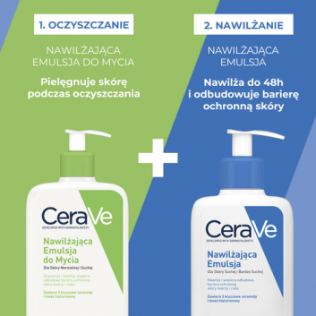 CERAVE Nawilżająca Emulsja do Mycia z ceramidami dla skóry normalnej i suchej, 473 ml + CERAVE Nawilżająca emulsja do twarzy i ciała do skóry suchej i bardzo suchej, 473 ml - obrazek 4