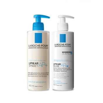 LA ROCHE-POSAY LIPIKAR SYNDET AP+ Krem myjący uzupełniający poziom lipidów, 400 ml + La Roche-Posay Lipikar Balsam AP+M - 400 ml