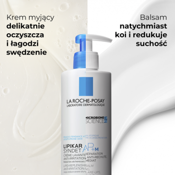 LA ROCHE-POSAY LIPIKAR SYNDET AP+ Krem myjący uzupełniający poziom lipidów, 400 ml + La Roche-Posay Lipikar Balsam AP+M - 400 ml - obrazek 4