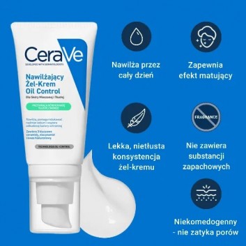 CeraVe Oil Control Żel-krem nawilżający dla skóry mieszanej i tłustej, 52 ml - obrazek 3