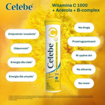 Cetebe Witamina C 1000 + Acerola + B-Complex, 20 tabletek musujących - obrazek 4