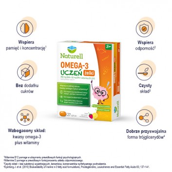 Naturell Omega 3 Uczeń żelki, 27 sztuk - obrazek 2