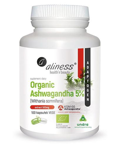 Aliness Organic Ashwagandha 5% - 100 kaps. - cena, opinie, stosowanie