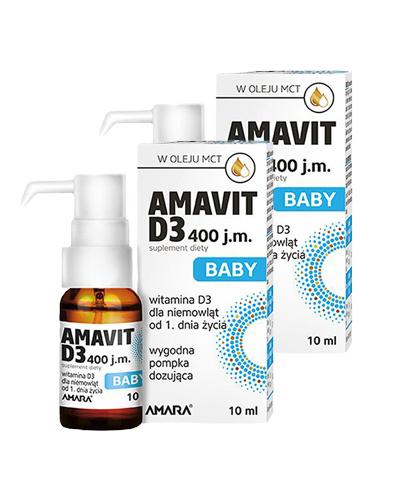 Amavit D3 baby 400 j.m., 2 x 10 ml, cena, opinie, dawkowanie