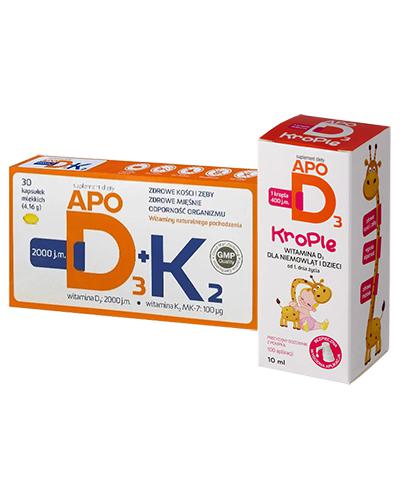 ApoD3 krople, 10 ml, witamina D dla dzieci + ApoD3+K2 (2000 j.m. K2 100uq), 30 kaps, witamina D