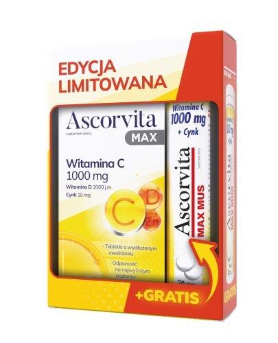 Ascorvita max 30 tabletek + Ascorvita max 20 tabletek musujących [ZESTAW]