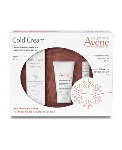 AVENE COLD CREAM Odżywcza pielęgnacja skóry zimą: Krem do twarzy i ciała 40 ml + Skoncentrowany krem do rąk 50 ml + Odżywcza pomadka do ust 4g [ZESTAW]