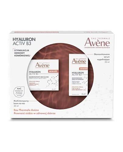 AVENE HYALURON ACTIV B3 Skoncentrowana pielęgnacja nocna: Hyaluron Activ B3 Multi intensywny krem na noc 40 ml + Hyaluron Activ B3 Skoncentrowane serum wypełniające 30 ml [ZESTAW]