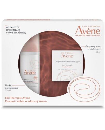 AVENE LES ESSENTIELS Uniwersalna pielęgnacja: Pianka oczyszczająca 150 ml + Odżywczy krem rewitalizujący 50 ml [ZESTAW]