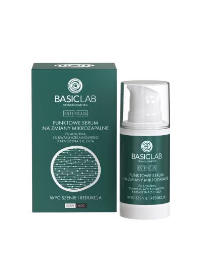 Basiclab Punktowe serum na zmiany mikrozapalne z 7% AHA/BHA, 3% kwasu azelainowego i laktoferyną 15 ml