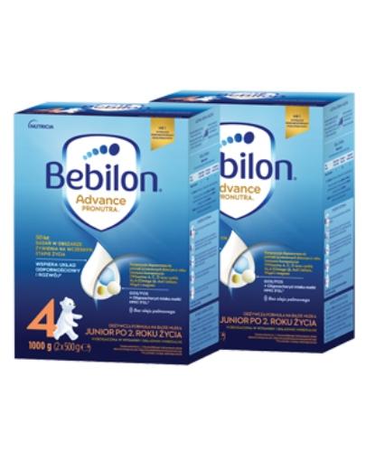 Bebilon 4 Advance Pronutra Junior, odżywcza formuła na bazie mleka po 2. roku życia, 2 x 1000 g + Mustela Bebe, nawilżane chusteczki oczyszczające z organicznym awokado, 60 szt.