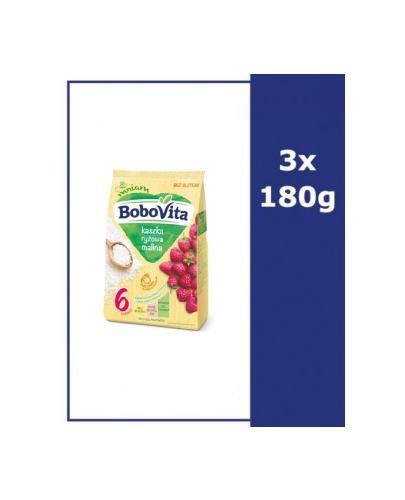 BOBOVITA Kaszka ryżowa o smaku malinowym po 6. miesiącu, 3 x 180 g