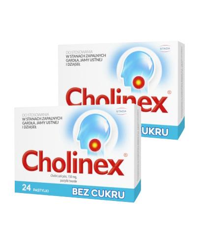 CHOLINEX Bez cukru, 2 x 24 pastylki do ssania