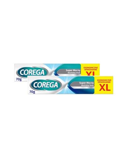 Corega Super Mocny Neutralny Smak Krem mocujący do protez zębowych, 2 x 70 g + COREGA Wanienka do protezy - 1 szt.