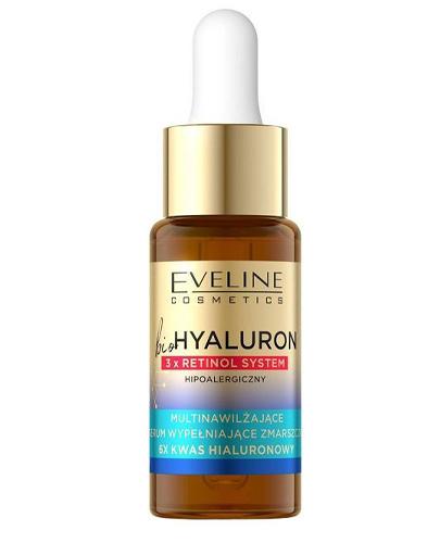 Eveline bioHyaluron 3xRetinol System multinawilżające Serum wypełniające zmarszczki, 18 ml, cena, opinie, skład