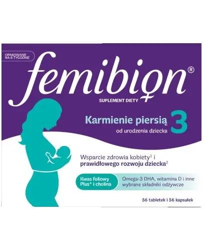 Femibion 3 Karmienie piersią, tabletki powlekane + kapsułki miękkie, 56 sztuk + 56 sztuk