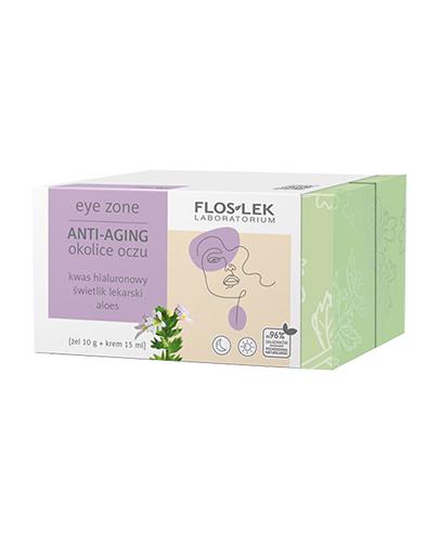 Floslek Zestaw Anti Aging Przeciwzmarszczkowy Krem pod oczy świetlik kwas hialuronowy, 15 ml + Żel ze świetlikiem i aloesem do powiek i pod oczy, 10 g, cena, opinie, stosowanie