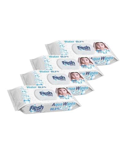 Fresh Baby Aqua Wipes Chusteczki wodne, 4 x 60 sztuk