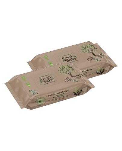 Fresh Baby Aqua Wipes Nature Ekologiczne Chusteczki wodne, 2 x 60 sztuk