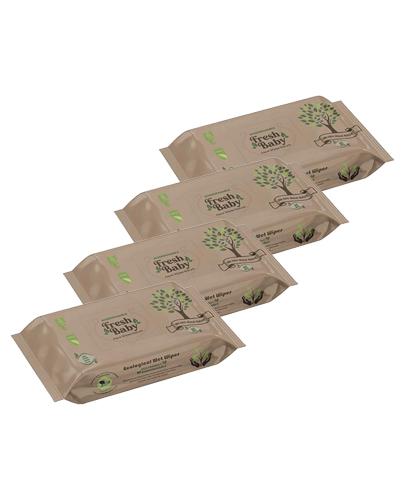 Fresh Baby Aqua Wipes Nature Ekologiczne Chusteczki wodne, 4 x 60 sztuk