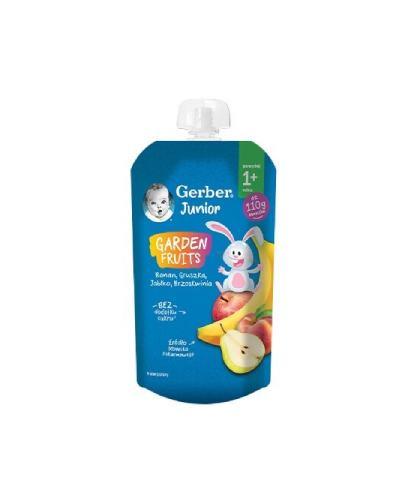 Gerber Junior Garden Fruits Deserek banan gruszka jabłko brzoskwinia powyżej 1+ roku, 110 g