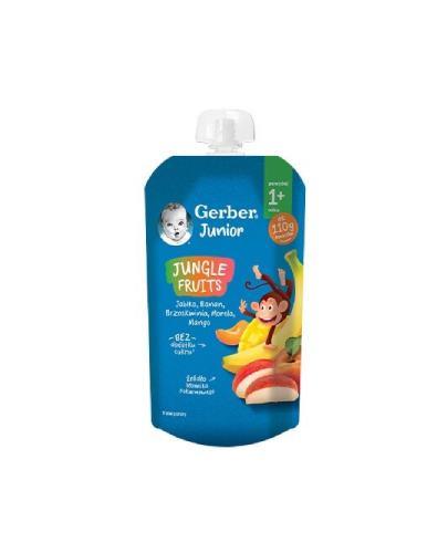 Gerber Junior Jungle Fruits Deserek jabłko banan brzoskwinia morela mango powyżej 1+ roku, 110 g