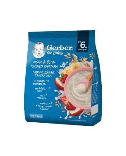 Gerber Kaszka mleczna ryżowo-owsiana jabłko banan truskawka po 6. miesiącu, 160 g