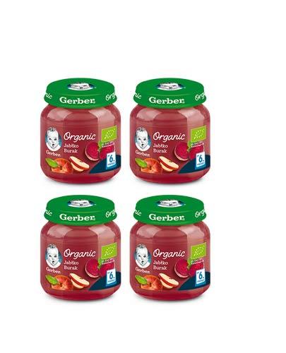 GERBER ORGANIC Jabłko Burak po 6 miesiącu - 4x125 g