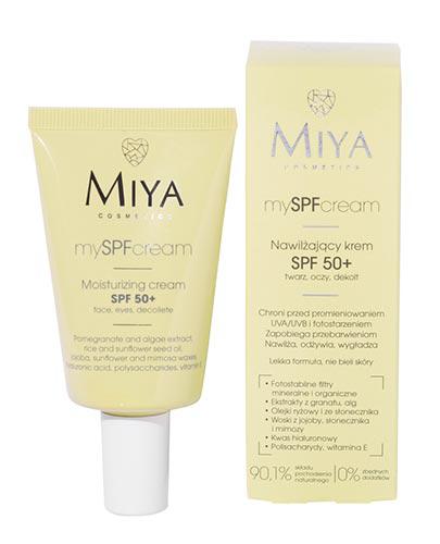 Miya mySPFcream Nawilżający Krem SPF 50+ twarz oczy dekolt, 40 ml, cena, opinie, właściwości