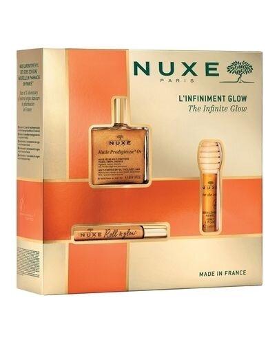 Nuxe Glow Huile Prodigieuse Or Zestaw świąteczny Olejek wielofunkcyjny 50 ml + Roll-on 8 ml + Olejek do ust 10 ml