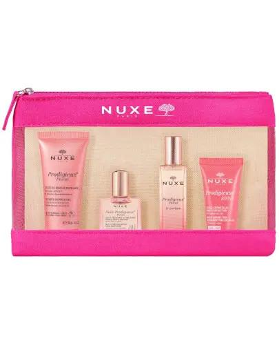 Nuxe Prodigieux Floral żel pod prysznic 30 ml + olejek 10 ml + perfumy 15 ml + krem 15 ml + kosmetyczka [ZESTAW]