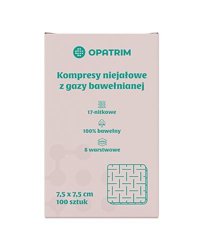 Opatrim Kompresy niejałowe z gazy bawełnianej 17 nitkowe 8 warstwowe 7,5 x 7,5 cm 100 sztuk