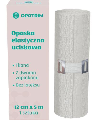 Opatrim Opaska uciskowa tkana elastyczna bez lateksu z 2 zapinkami 12 cm x 5 m, 1 sztuka