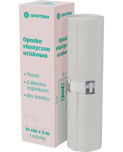 Opatrim Opaska uciskowa tkana elastyczna bez lateksu z 2 zapinkami 15 cm x 5 m, 1 sztuka