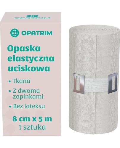 Opatrim Opaska uciskowa tkana elastyczna bez lateksu z 2 zapinkami 8 cm x 5 m, 1 sztuka