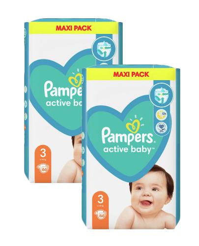 Pampers Pieluchy Active Baby rozmiar 3, 2 x 66 sztuk pieluszek