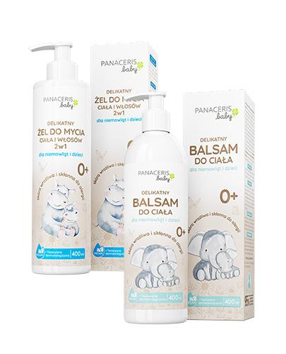 Panaceris Baby Naturalny żel do mycia ciała i włosów 2w1, 400 ml + Panaceris baby, Delikatny balsam do ciała dla niemowląt i dzieci, 400 ml