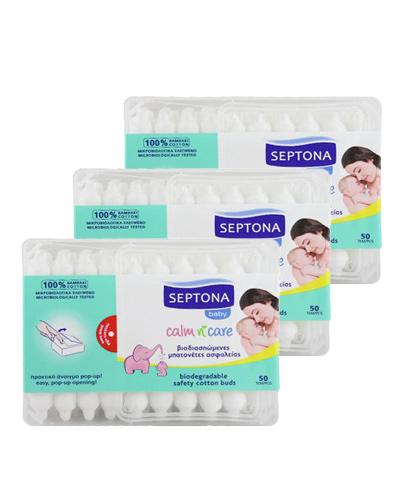 Septona Baby Patyczki higieniczne dla dzieci biodegradowalne, 3 x 50 szt.