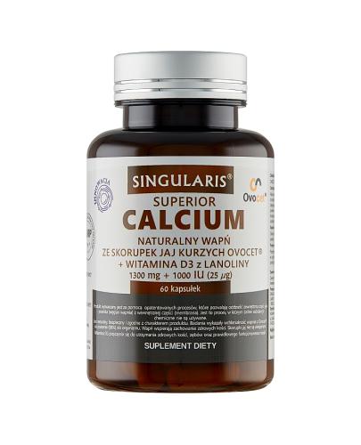 Singularis Superior Calcium Naturalny wapń ze skorupek jaj kurzych ovocet 1300 mg + 1000 iu - 60 kaps. - cena, opinie, właściwości