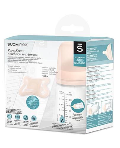 Suavinex Zero Zero Zestaw Startowy Butelka antykolkowa 180 ml + Smoczek silikonowy -2-2m, cena, opinie, stosowanie