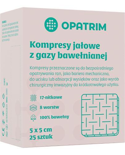 Opatrim Kompresy jałowe z gazy bawełnianej 5 x 5 cm, 25 sztuk