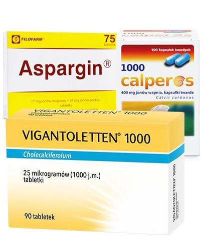 VIGANTOLETTEN Witamina D3 1000 - 90 tabl. + ASPARGIN - 75 tabl. + CALPEROS 1000 - 100 kaps.