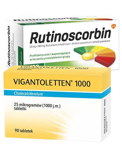 VIGANTOLETTEN Witamina D3 1000, 90 tabl. Na niedobory wit. D + RUTINOSCORBIN, 150 tabl. 